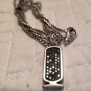 David Yurman Cairo Cartouche amulet in Sterling silver with pavė Black diamonds